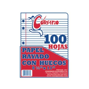 Corsario Papel Bond Rayado C-Hueco 8.5X11 100H (4