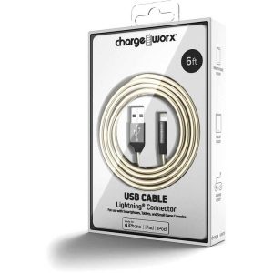 Chargeworx Cable Lightning 6Ft Blanco Glitter