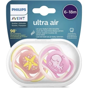 Avent 2 Chupetes Ultra Air  6-18M Mix/ Ballena & Estrella