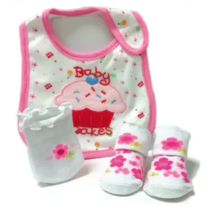 Set de Baberos Medias y Guantes - Cup Cake Pink